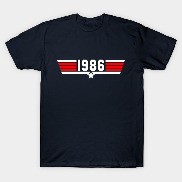 1986 Fighter Jet (Blue) T-Shirt by GloopTrekker